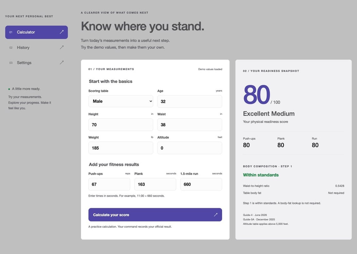 Fitness calculator · browser