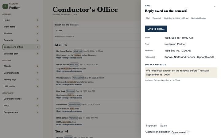 Ink Ledger — Conductor's Office (fixture)